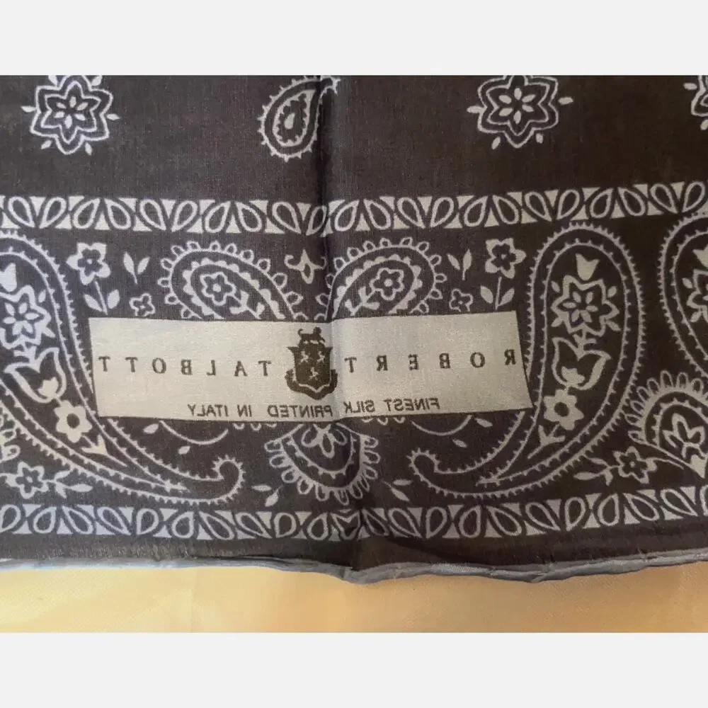 ROBERT TALBOTT Fine Silk Scarf Printed in Italy  - Blue - Semi Sheer